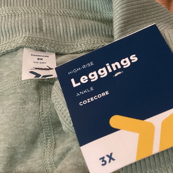 Cozecore Light Sage Green Go-Dry Drawstring High Rise Leggings/Joggers 3X - Picture 5 of 5